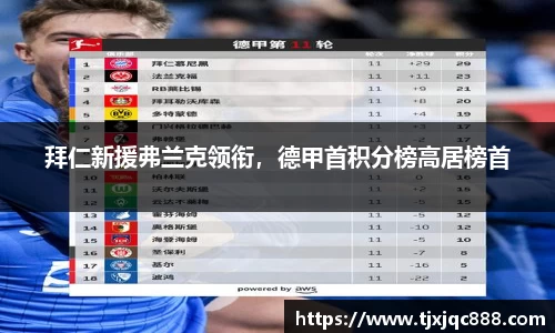 拜仁新援弗兰克领衔，德甲首积分榜高居榜首